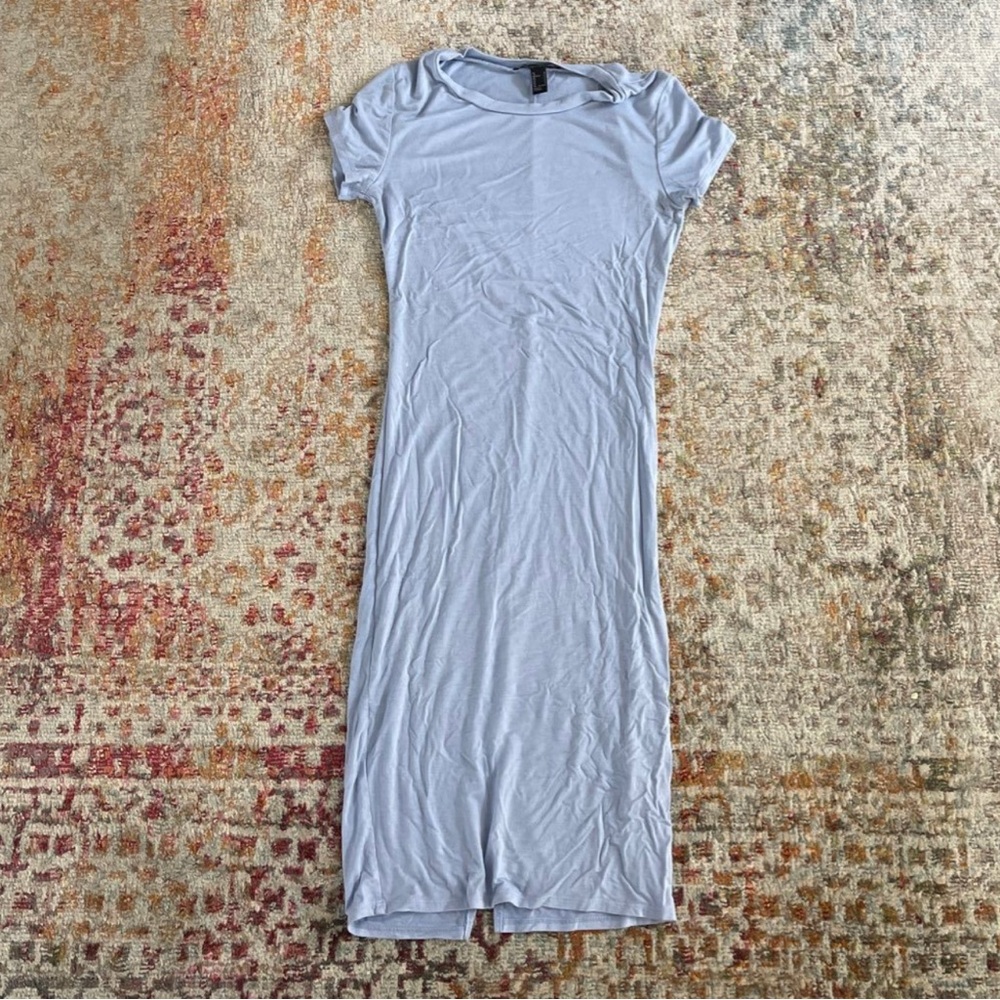 Forever 21 Gray Bodycon Midi Dress Casual Short Sleeve
